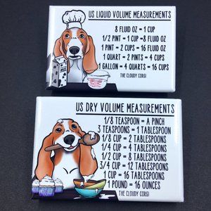 Basset Hound Dog Kitchen Measuring Magnet Set Gift